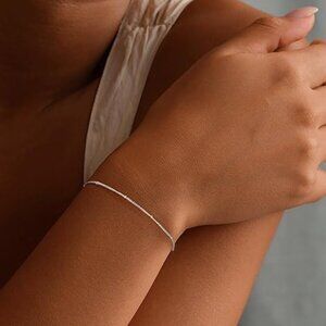 925 Sterling Silver Bracelet 6.5" Length, Silver Bead Chain